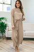 Loose Fit Textured Wide Leg Pullover And Pants Loungewear