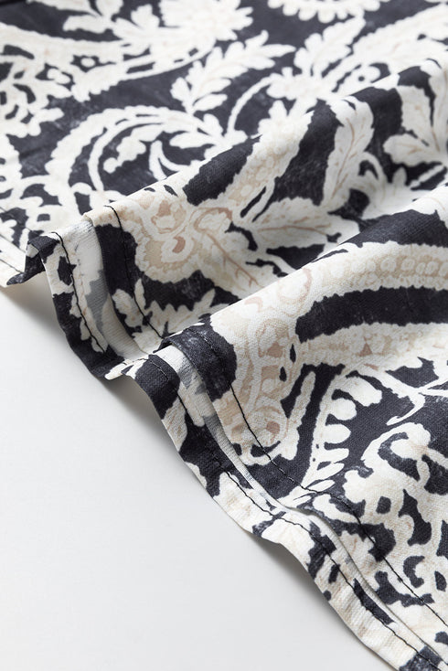 Bohemian Paisley Print Elastic Waist Wide Leg Pants