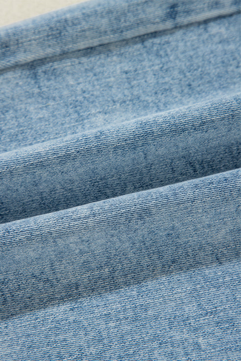 Distressed Ripped Raw Hem Casual Straight Jeans