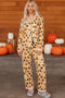 Pumpkin Print Two Piece Long Sleeve Lounge Set