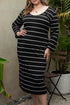 Striped Print Loose Fit Long Shift Dress