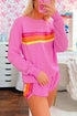 Striped Patchwork Applique Pullover Two Piece Short Set