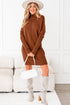 Cozy Mock Neck Ribbed Cuff Pocket Sweater Dress
