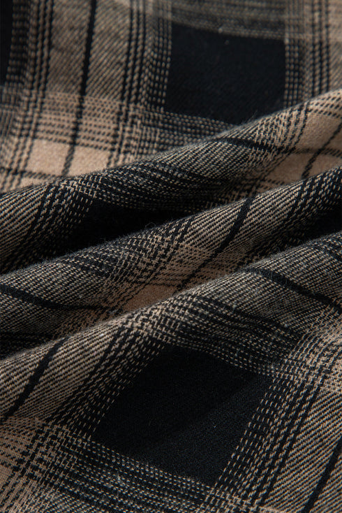 Retro Plaid Double Flap Pocket Brushed Shacket