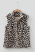 All Over Leopard Print Open Front Western Denim Vest