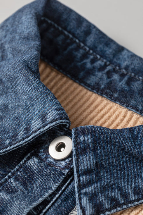 Drop Shoulder Placket Paneling Shirt Collar Long Sleeve Cardigan