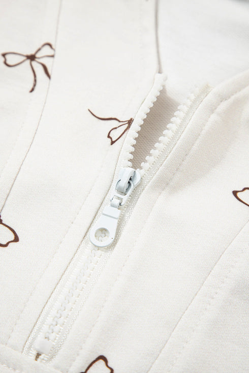 Bow Print Half Zip Tank Matching Short Sets