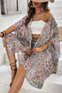 Bohemian Mixed Print Open Front Draped Kimono