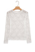 Sheer Mesh Lace Feminine Detail Long Sleeve Top