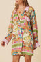 Boho Floral Print Buttoned Long Sleeve Shirt Dress