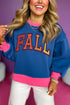 Varsity Letter Graphic Contrast Trim Pullover Sweatshirt