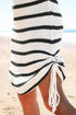 Sleeveless High Neck Striped Ruched Knit Dress