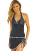 Empire Waist Halter V Neck Skirted Tankini Set