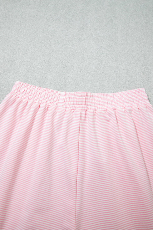Striped Trim Mock Neck Pullover Drawstring Pants Outfit Pant Set