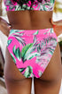 Ribbed Tropical Leaf Print High Waisted Bikini Set