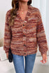 Polyester Fuzzy Striped Pattern Button Front Cardigan