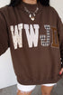 Wwjd Mixed Pattern Embroidered Patch Mock Neck Sweatshirt