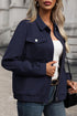 Casual Textured Flap Pocket Shirt Collar Zip Up Jackets