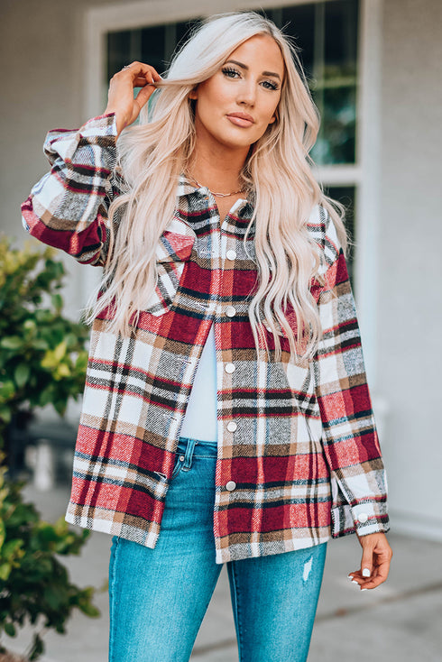 Relaxed Fit Brushed Plaid Button Down Shirt