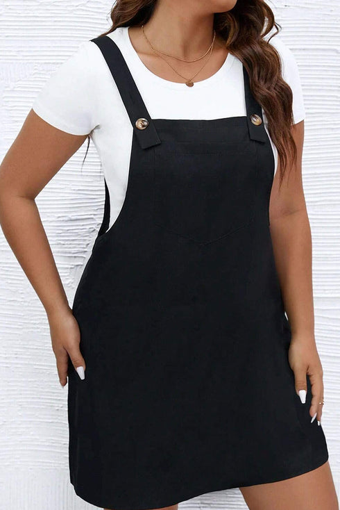 Minimalist Button Strap Pinafore Overall Dress