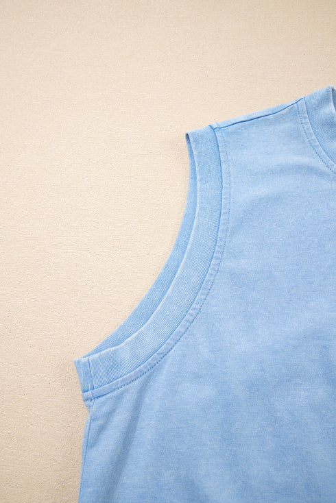 Mineral Wash Tank Top Split Skirt Two Piece Dress