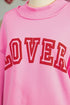 Lover Graphic Mock Neck Exposed Seam Pullover Sweatshirt