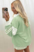 Coordinated Striped Pullover Top Drawstring Short Set