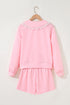 Lace Trim Peter Pan Sweatshirt Skirt Two Piece Dress