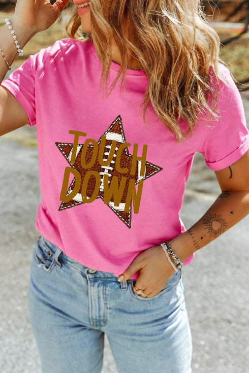 Touchdown Slogan Lettering Graphic Art T Shirt