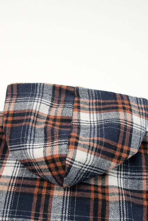 Exclusive Sherpa Fleece Lined Hooded Plaid Shacket