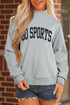 Letter Graphic Mock Neck Equal Polyester Cotton Blend Sweatshirt