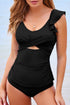 Ruffle Strap Cutout Wrapped Bodice Tankini Top
