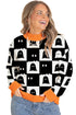 High Neck Drop Shoulder Geometric Print Sweater