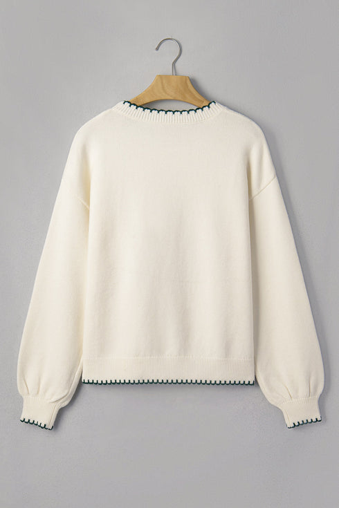 Viscose Polyester Blend Applique Stitched Tree Sweater