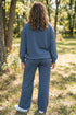 Striped Long Sleeve Drawstring Waist Loungewear Set