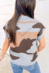 Camouflage Pattern Drop Shoulder High Neck Short Sleeve Shift Sweater