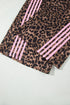 Leopard Print Striped Long Sleeve Top Pant Set
