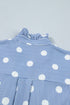 Stripe Polka Dot Print Pleated Ruffle Sleeve Blouse
