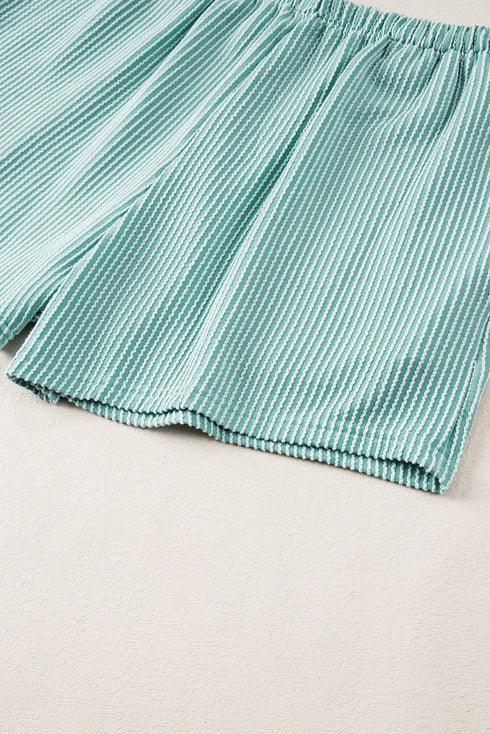 Corded Ribbed Knit Loose Fit Tee And Short Set