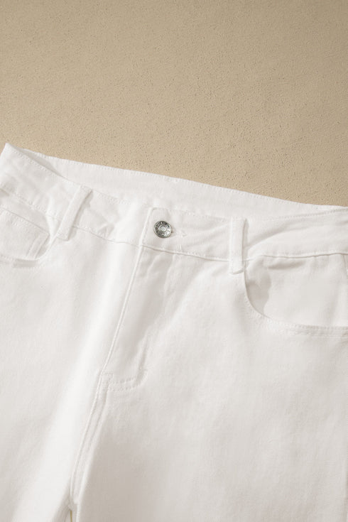 Rolled Cuff Stretch Bermuda Denim Shorts