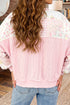 Pray Graphic Floral Mixed Print Patchwork Knit Sweatshirt