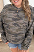 Polyester Elastane Camo Print Long Sleeve Top