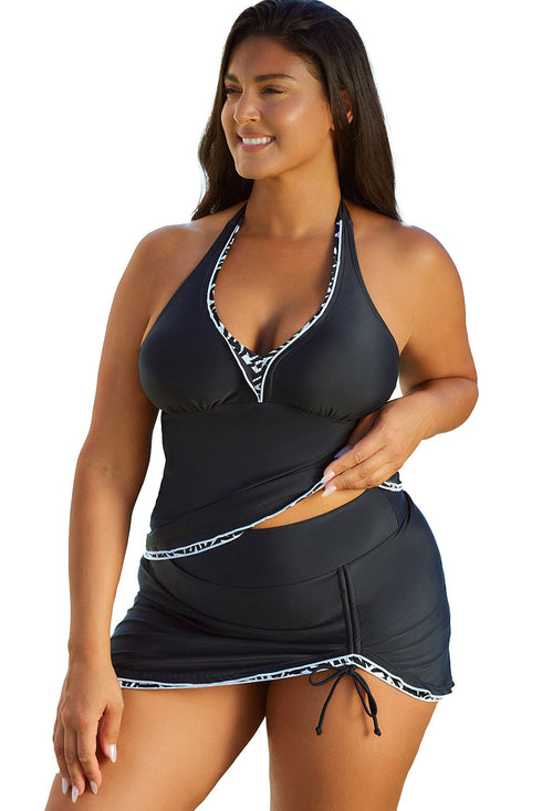 Empire Waist Halter V Neck Skirted Tankini Set
