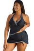 Empire Waist Halter V Neck Skirted Tankini Set
