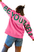Slogan Print Round Neck Long Sleeve Sweatshirt