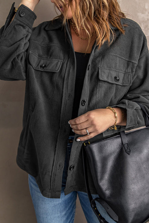 Exclusive Casual Turn Down Collar Buttoned Shirt Jacket