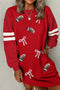 Sequin Rugby Bow Graphic Varsity Striped Sleeve Shift Dress