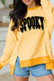 Spooky Slogan Stripe Split Hem Long Sleeve Sweatshirt