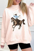 Cowboy Rodeo Print Western Mock Neck Sweatshirt