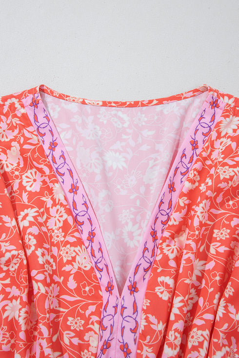 The Isabella Floral Print Tasseled Tied Sleeve Empire Waist Maxi Ensemble